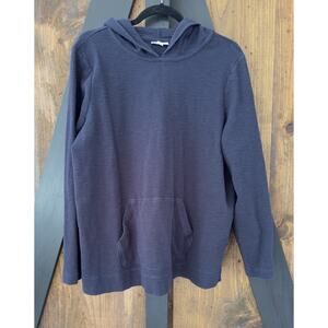 J.Jill Kangaroo Pocket Hoodie Tunic Navy Blue Cotton Textured Knit XL Tall